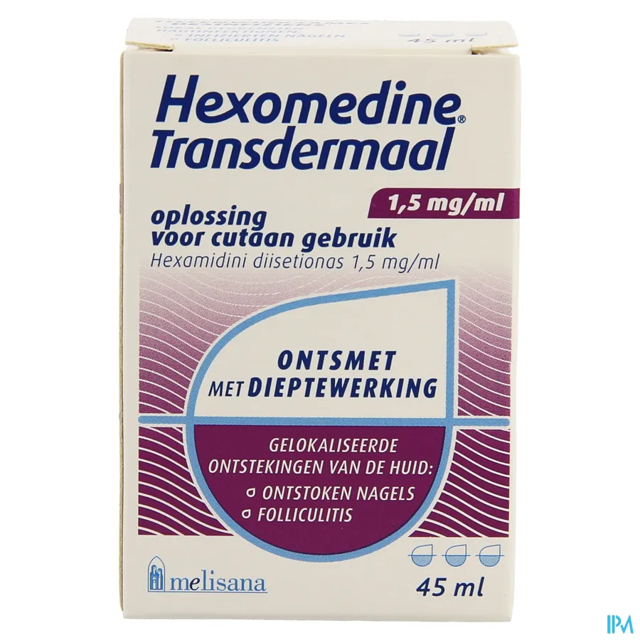 packshot van Hexomedine Transcutané 45ml oplossing