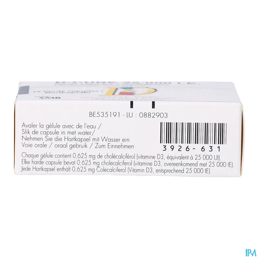 packshot van D Cure 25000 IE 12 Gelulen