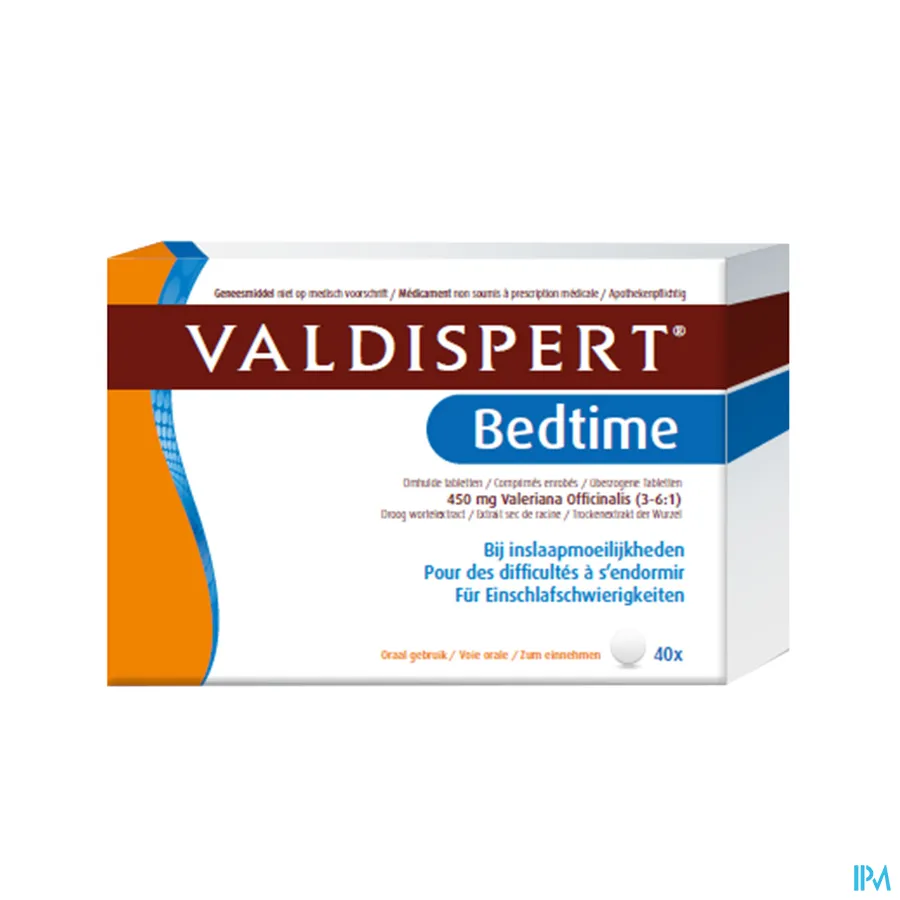 packshot van Valdispert Bedtime bij Inslaapmoeilijkheden met 450 mg Valeriaan 40 Tabletten