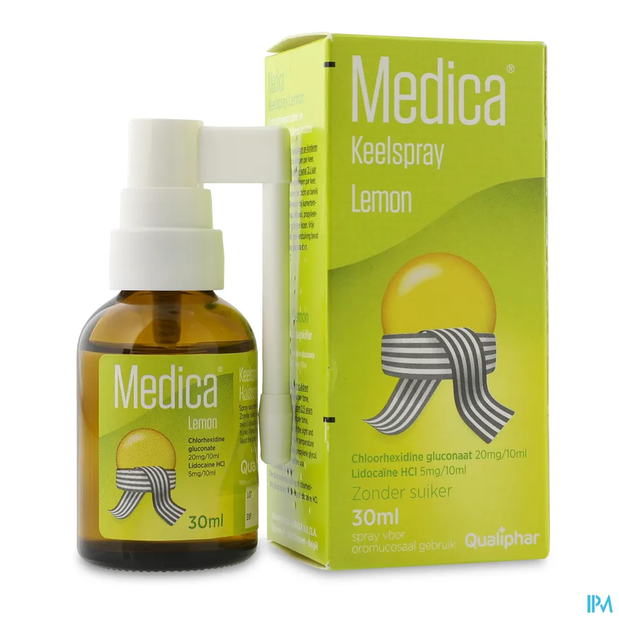 packshot van Medica Keelspray Lemon zonder Suiker 30 ml
