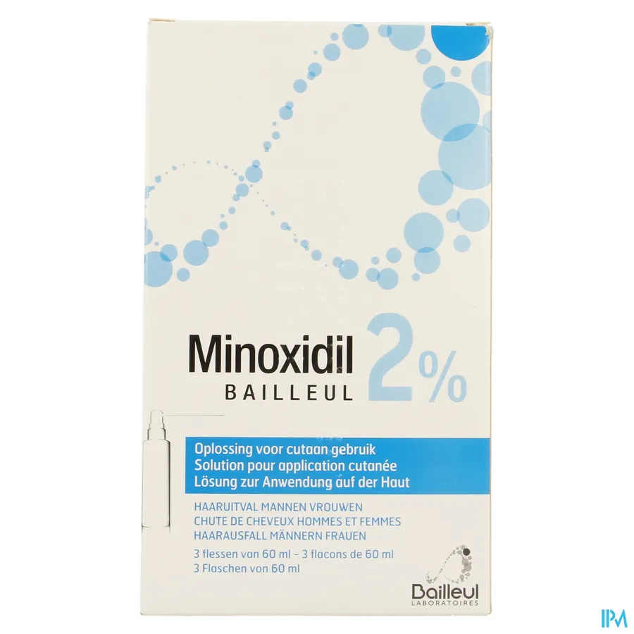 packshot van Minoxidil 2% 3 x 60ml