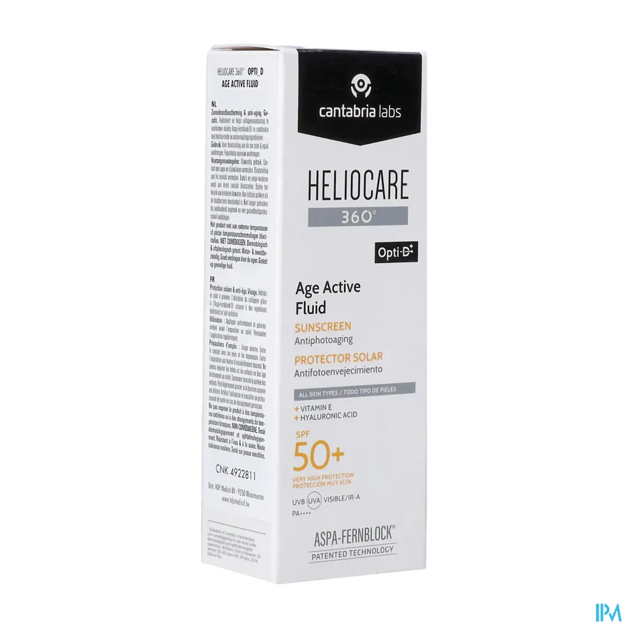 packshot van Heliocare 360° Age Active Fluid SPF50 Tube 50 ml