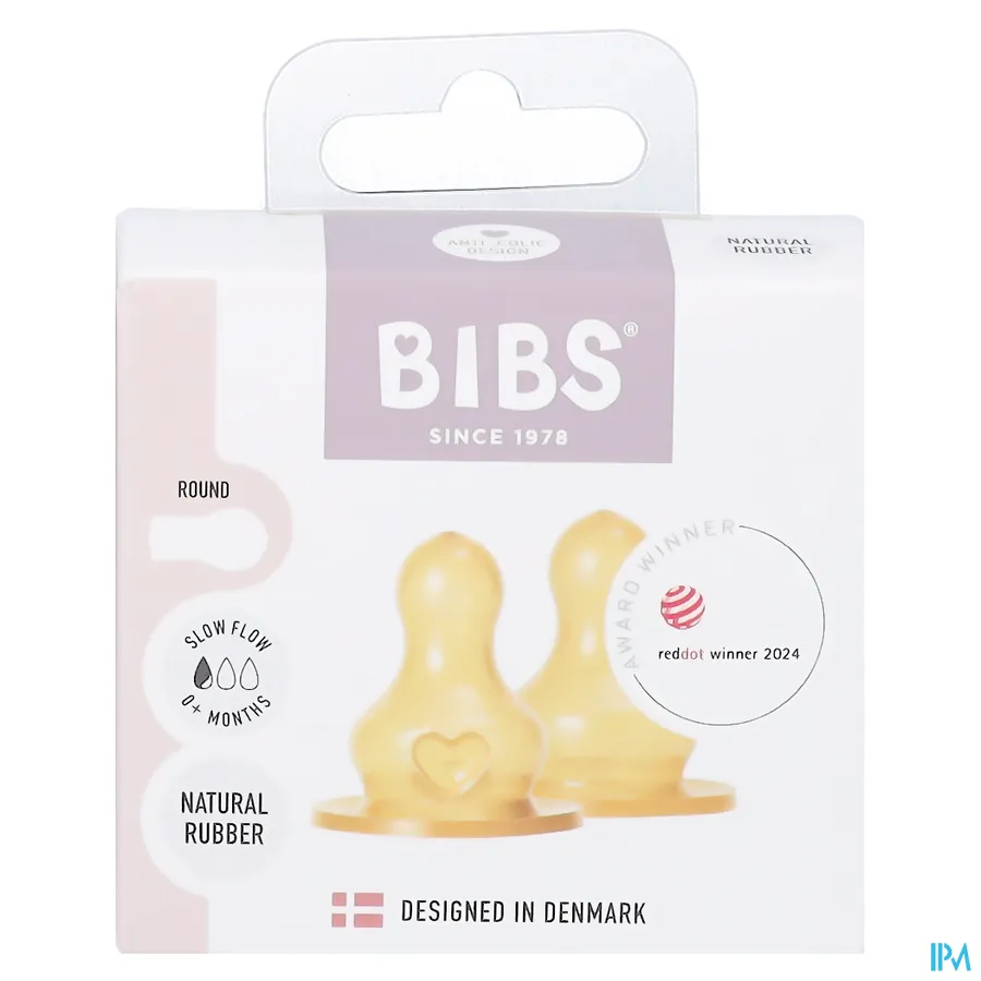 packshot van Bibs Zuigfles Spenen Latex Duopack Slow