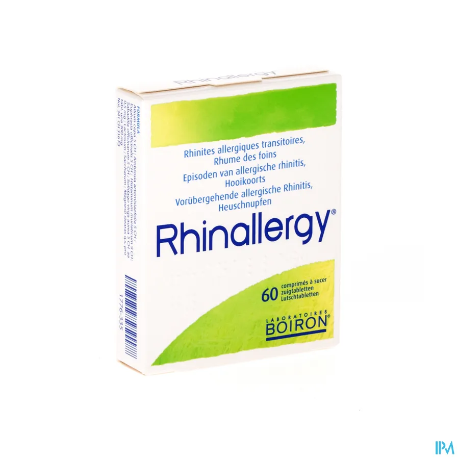 packshot van Rhinallergy bij Episodes van Allergische Rhinitis en Hooikoorts 60 Tabletten