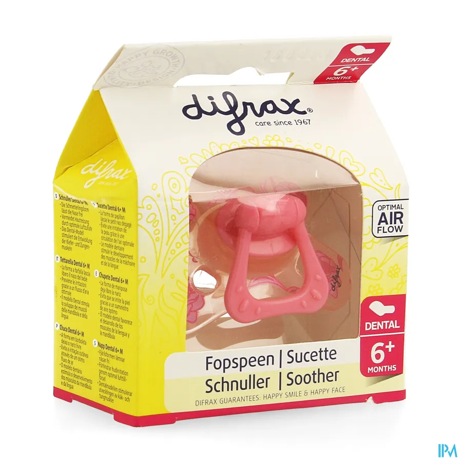 packshot van Difrax Fopspeen Sil Dental Girl +6 m
