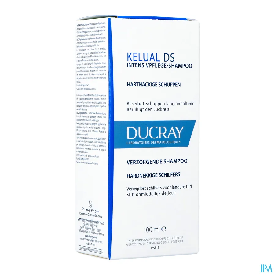 packshot van Ducray Kelual DS Verzorgende Shampoo tegen Schilfertjes en Voorkomt Nieuwe Opflakkeringen Flacon 100 ml