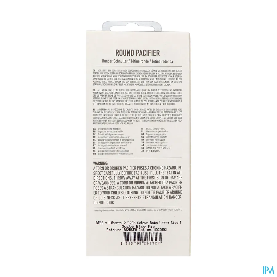 packshot van Bibs 1 Fopspeen Duo Liberty Garden Bobo Blue 2