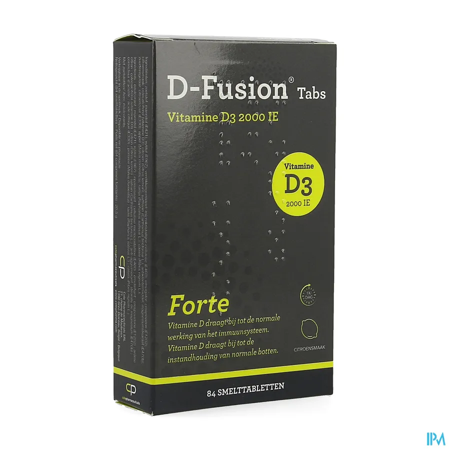 packshot van D-Fusion Tabs Forte met 2000 IE Vitamine D3 met Citroensmaak 84 Smelttabletten