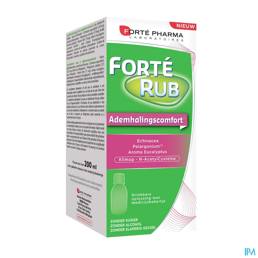 packshot van Forté Rub voor Ademhalingscomfort Oplossing 200 ml