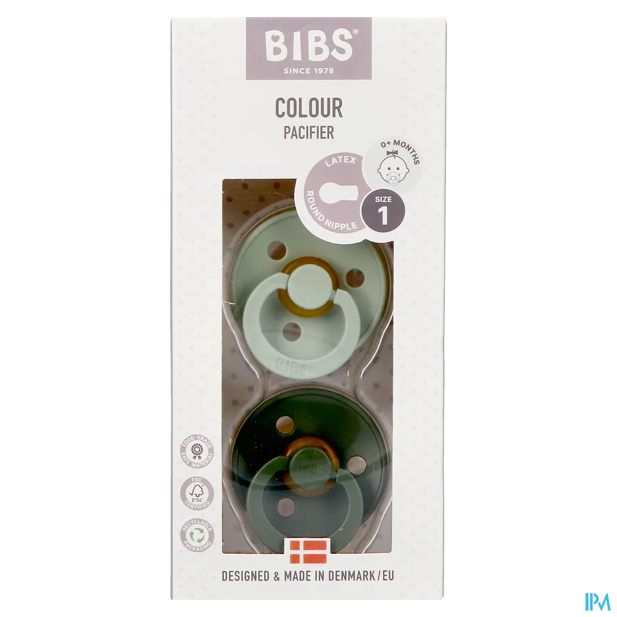 packshot van Bibs Fopspeen Duo Sage/Hunter Green 0-6 2 stuks