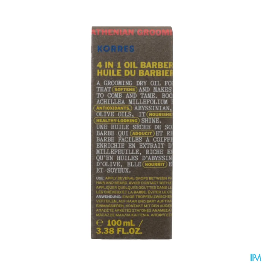 packshot van Korres Km Achillea Mens Grooming Oil 100ml