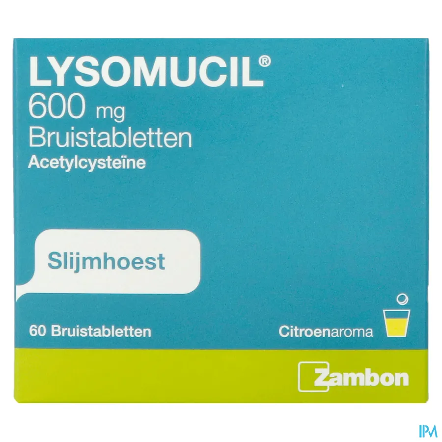 packshot van Lysomucil 600mg 60 bruistabletten