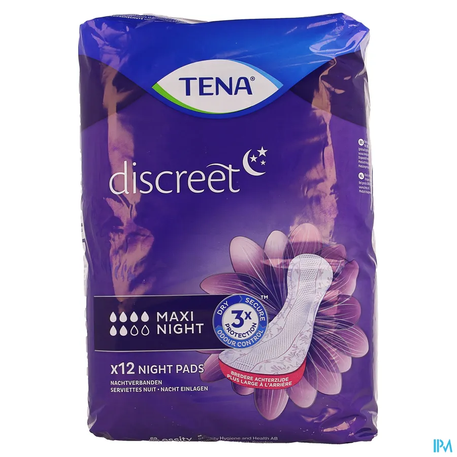 packshot van TENA Discreet Protect+ Maxi Night 12 stuks
