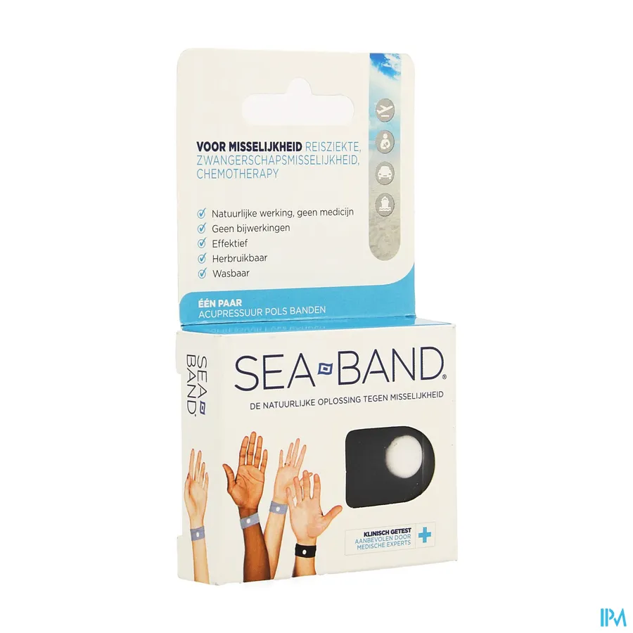 packshot van Sea Band Polsband Volwassene Zwart 1 paar
