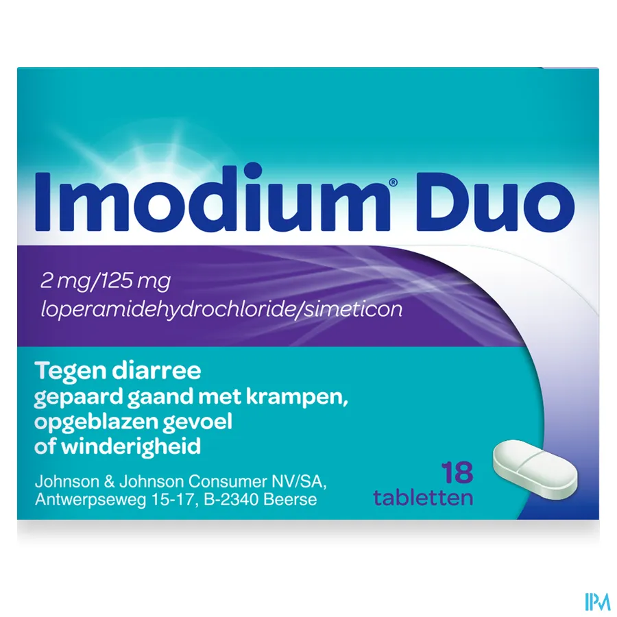 packshot van Imodium Duo 18 tabletten