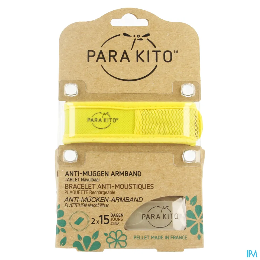 packshot van ParaKito Anti-Muggen Armband Geel met 2 Navultabletten