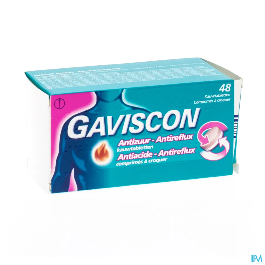 packshot van Gaviscon Antizuur - Antireflux 48 Kauwtabletten