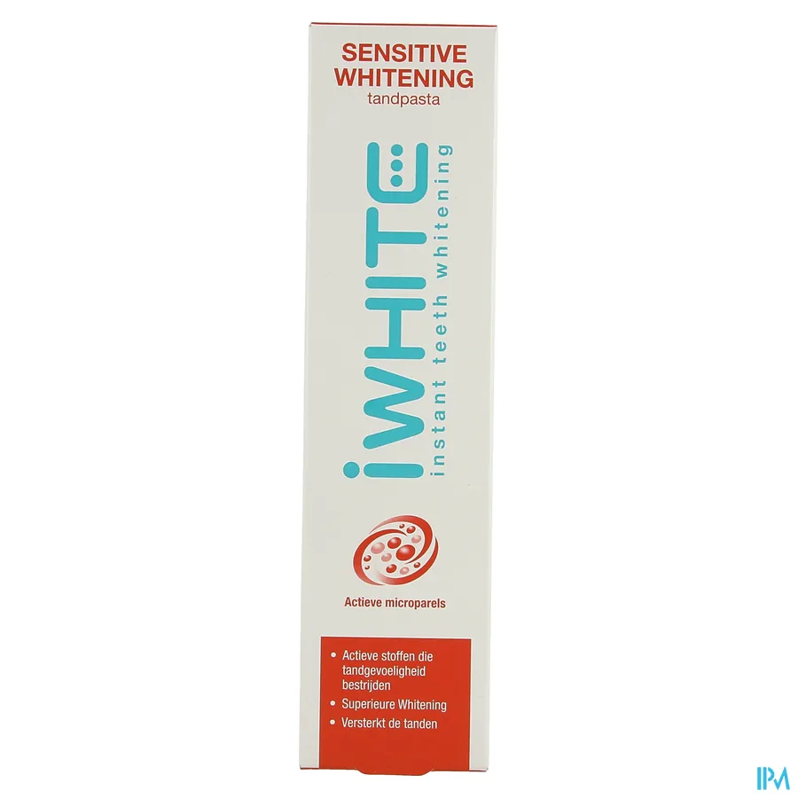packshot van I White Sensitive Whitening Tandpasta met Actieve Mircroparels met Actieve Stoffen die Tandgevoeligheid Bestrijden Tube 75 ml