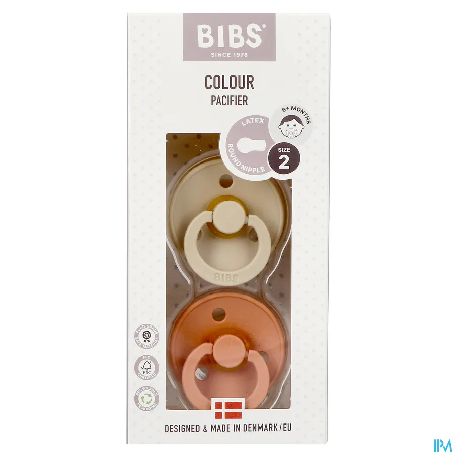packshot van Bibs Fopspeen Duo Vanilla/Peach 6-18 2 stuks