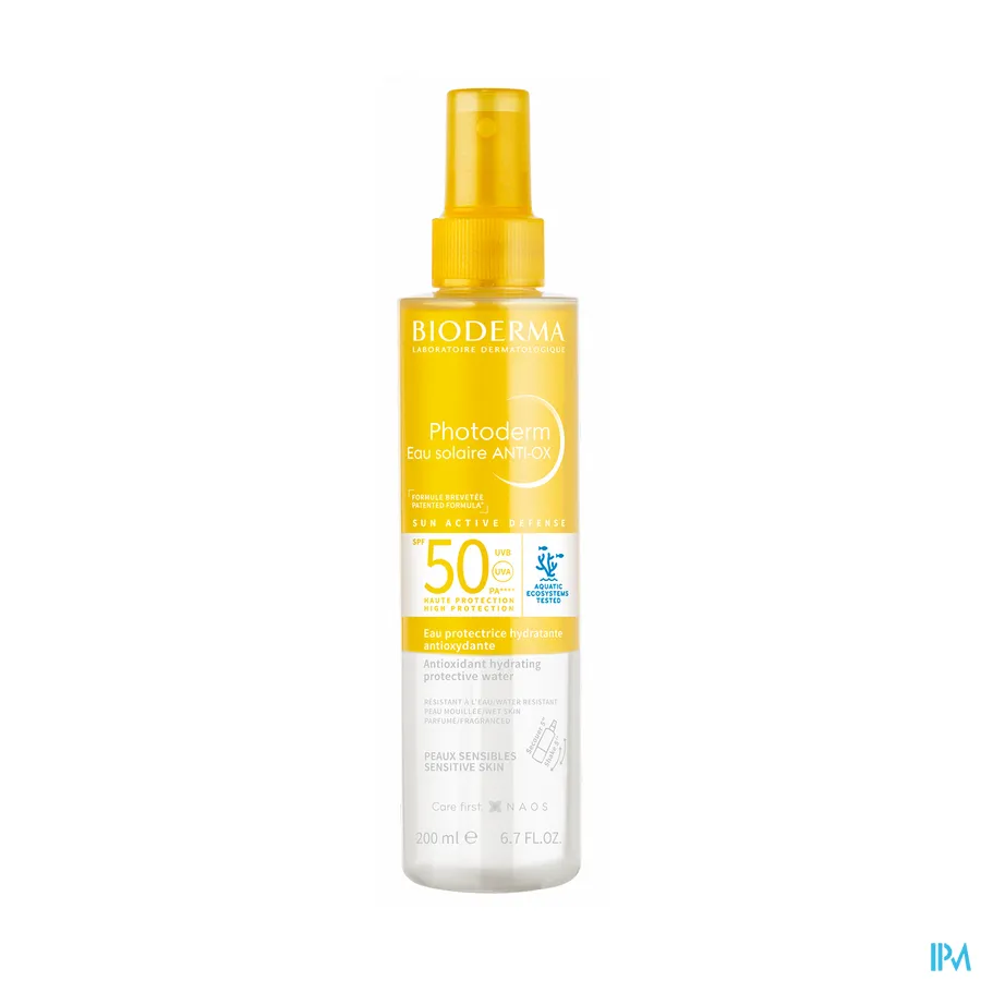 packshot van Bioderma Photoderm Eau Solaire Anti-Ox. SPF50+ 200 ml