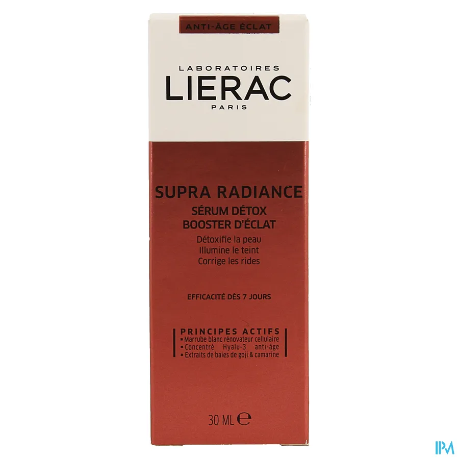 packshot van Lierac Supra Radiance Verhelderend Anti-Ageing Detox Glansbooster Serum voor Ontgifting van de Huid, Verheldering van de Teint en Correctie van Rimpels 30 ml