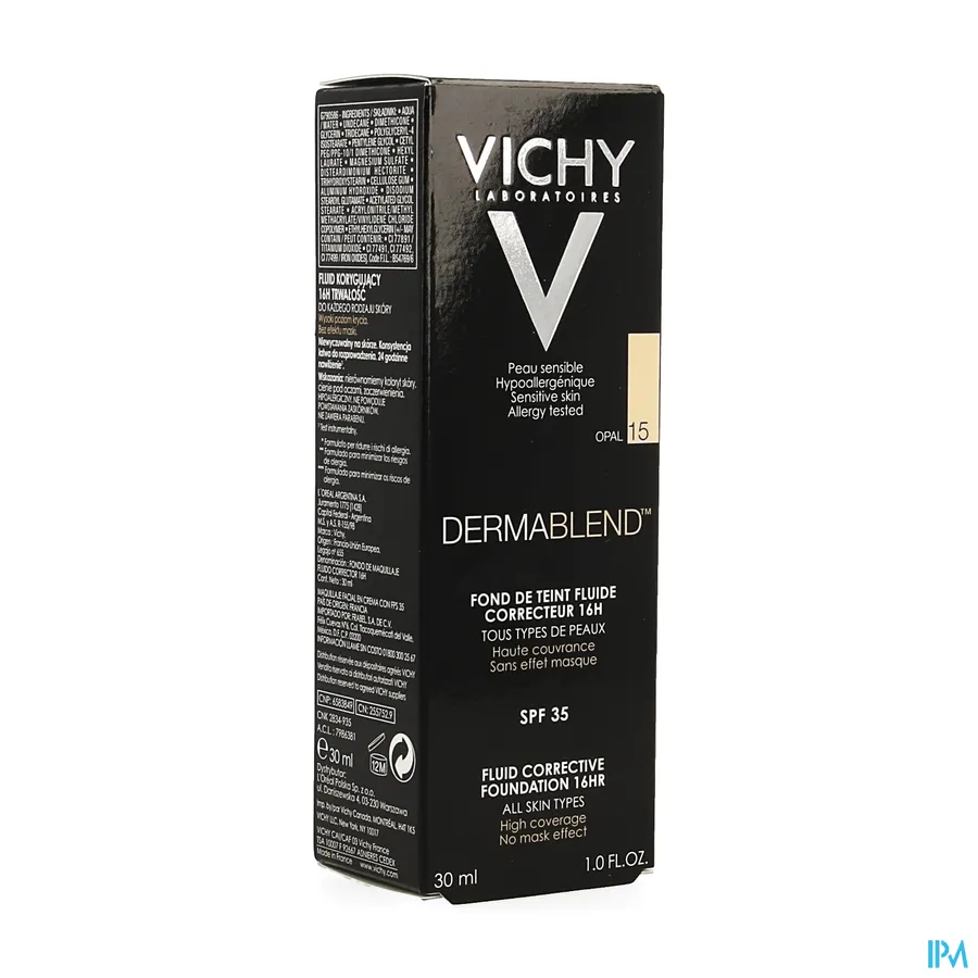 packshot van Vichy Dermablend Fond De Teint Fluide 15 Opal 30 ml