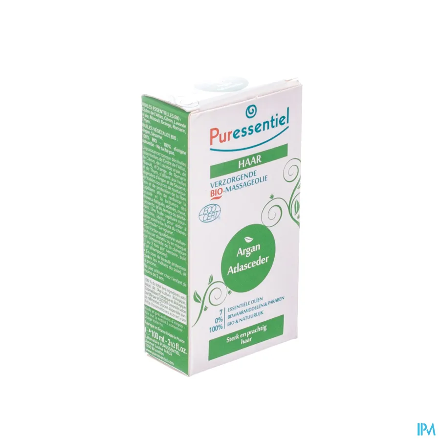 packshot van Puressentiel Bio-Massageolie Haar met Argan en Atlasceder 100 ml