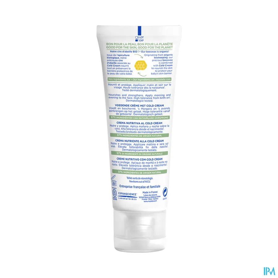 packshot van Mustela Baby en Kind Voedende Gelaatscrème met Cold Cream voor Droge Huid 40 ml