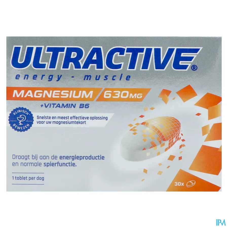 packshot van Ultractive Energy-Muscle-Relax met Magnesium en Vitamine B6 30 Tabletten