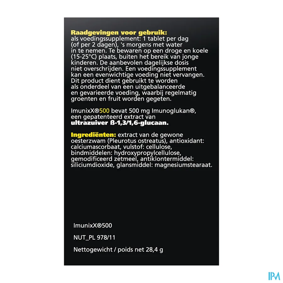 packshot van Imunixx 500 30 Tabletten