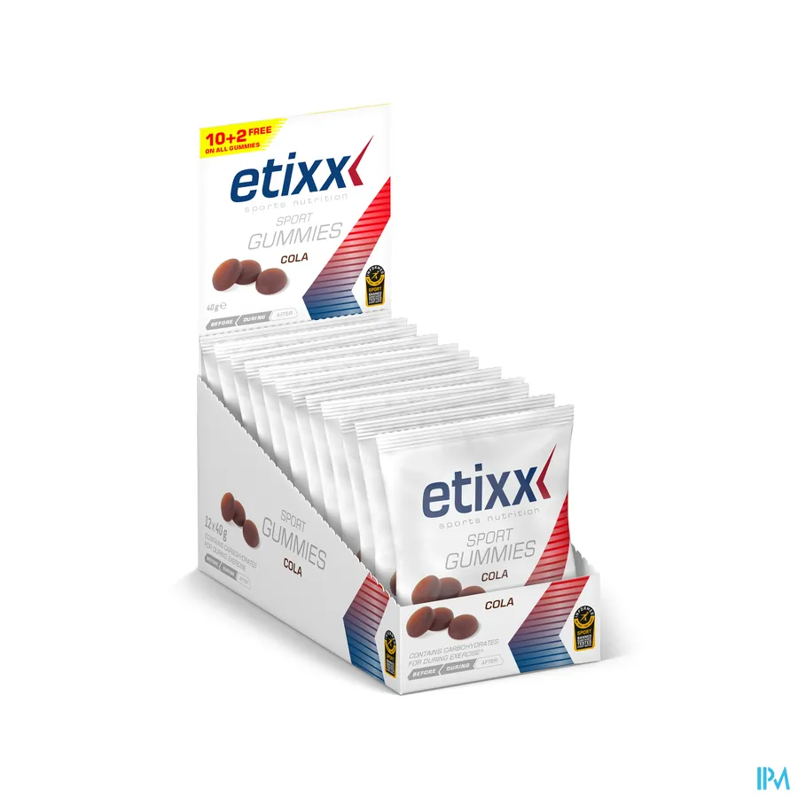 packshot van Etixx Sport Gummies met Colasmaak Zakjes 12 x 40 g