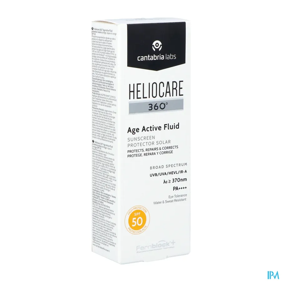 packshot van Heliocare 360° Age Active Fluid SPF50 Tube 50 ml
