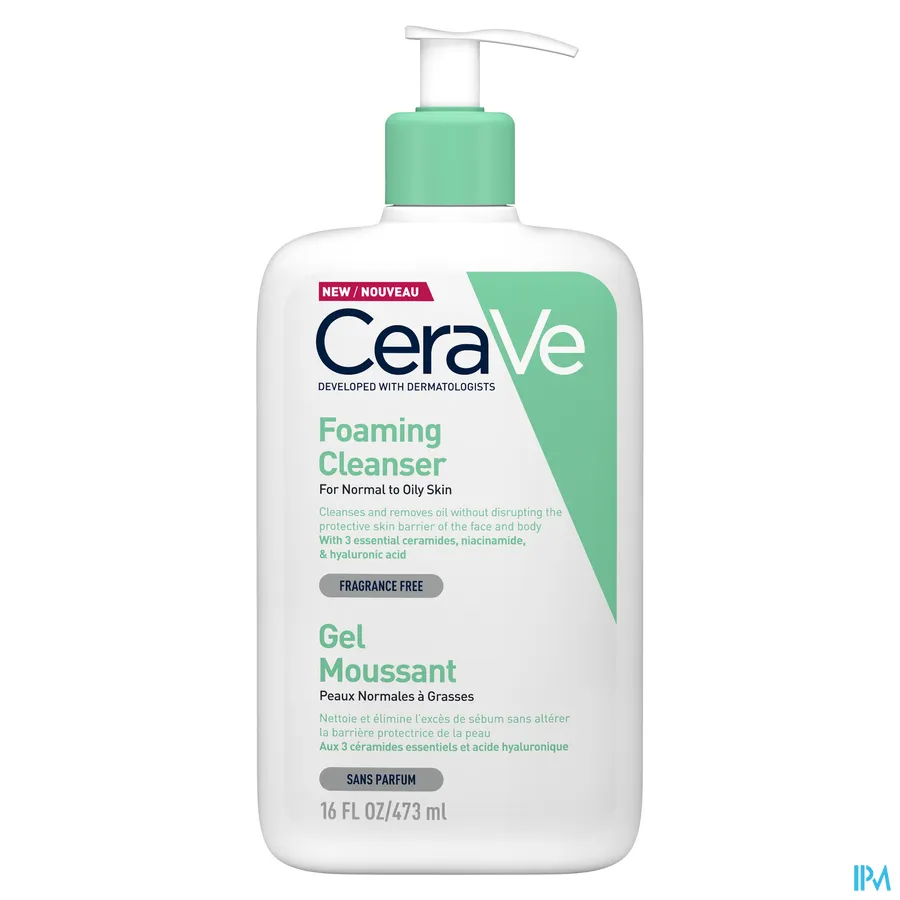 packshot van CeraVe Schuimende Reinigingsgel voor Vette Huid Pompflacon 473 ml