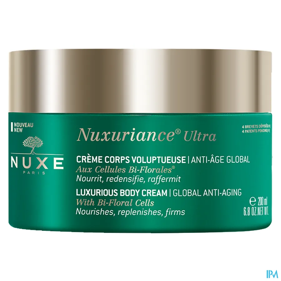 packshot van Nuxe Nuxuriance Ultra Rijkelijke Totale Anti-Ageing Bodycrème met Tweebloemige Cellen Pot 200 ml