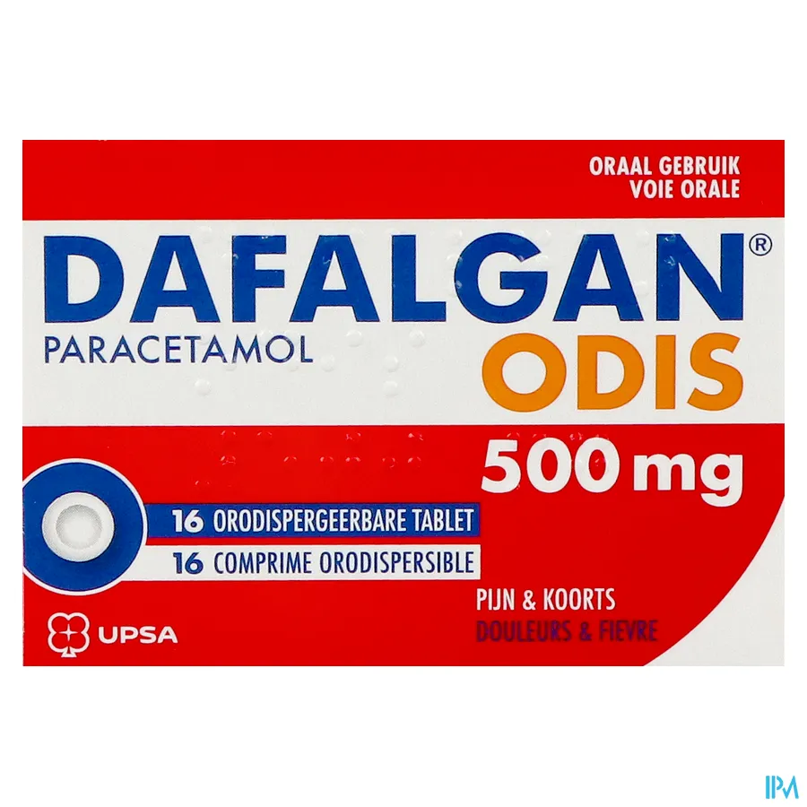 packshot van Dafalgan Odis 500 mg 16 Smelttabletten