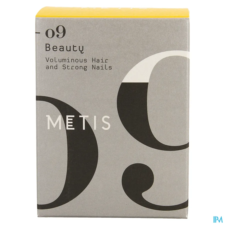 packshot van Metis 09 Beauty met Bamboe en Olijfblad voor Volumineus Haar en Sterke Nagels Verpakking met 60 Capsules