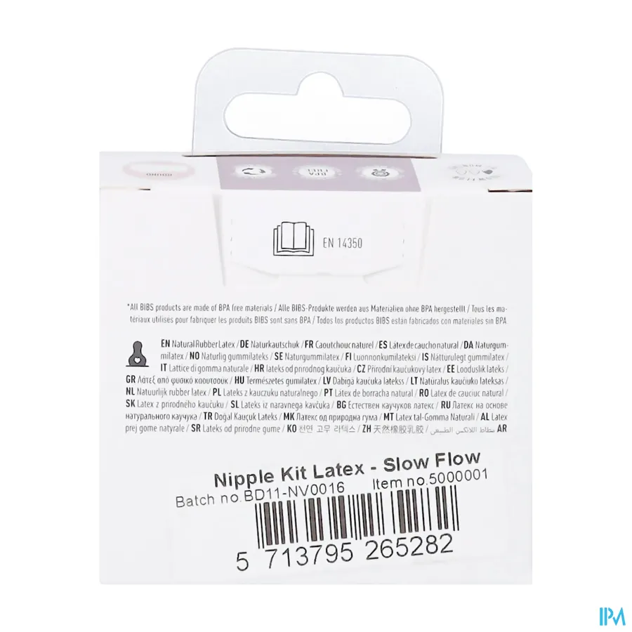 packshot van Bibs Zuigfles Spenen Latex Duopack Slow