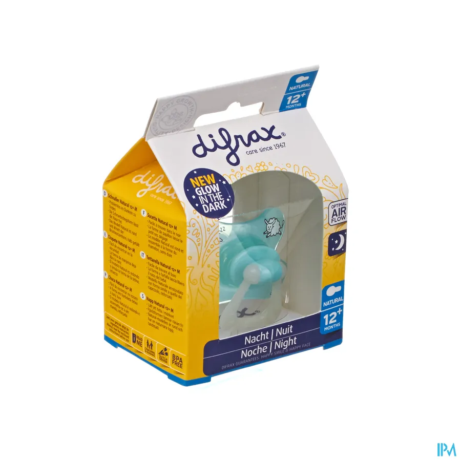 packshot van Difrax Fopspeen Natural 12m+ Nacht