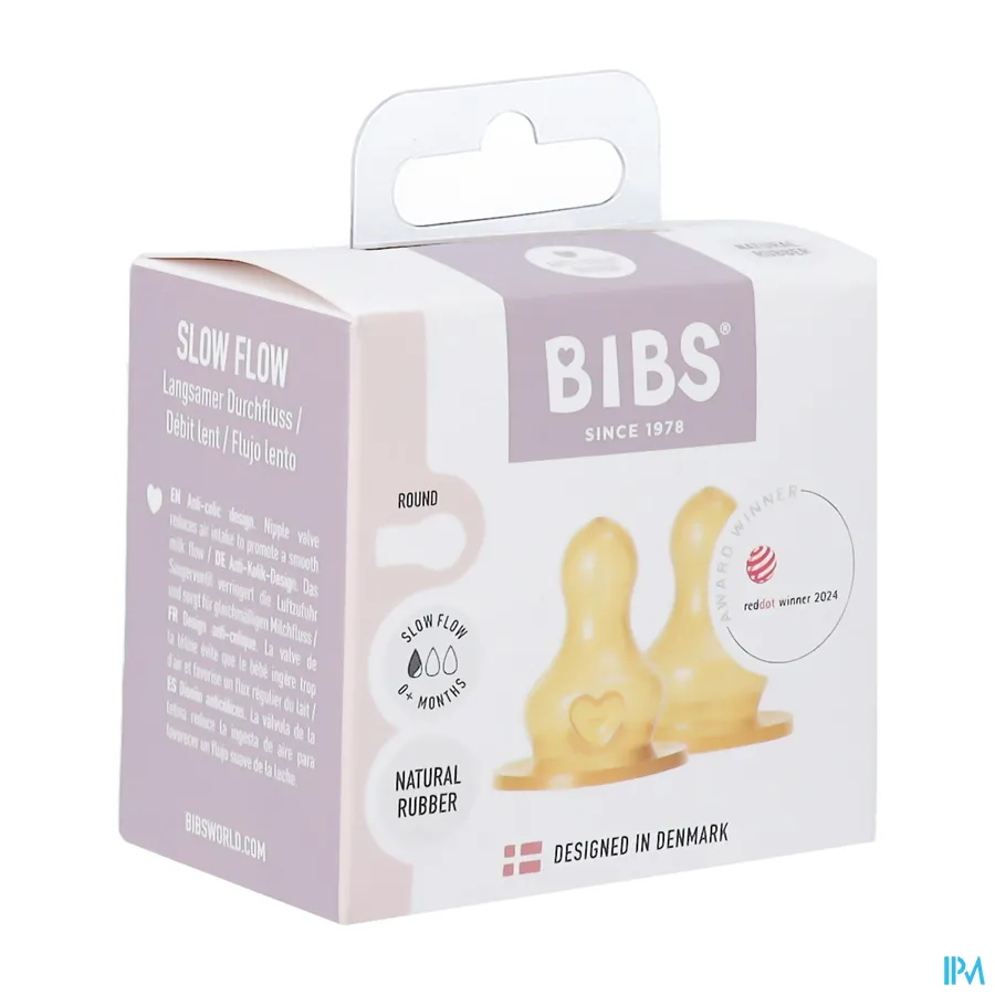 packshot van Bibs Zuigfles Spenen Latex Duopack Slow