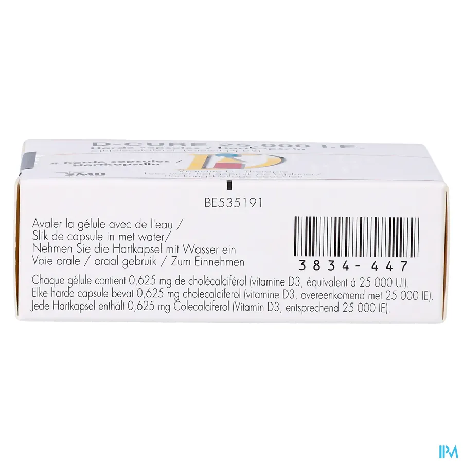 packshot van D-Cure 25000 UI 4 Gelulen