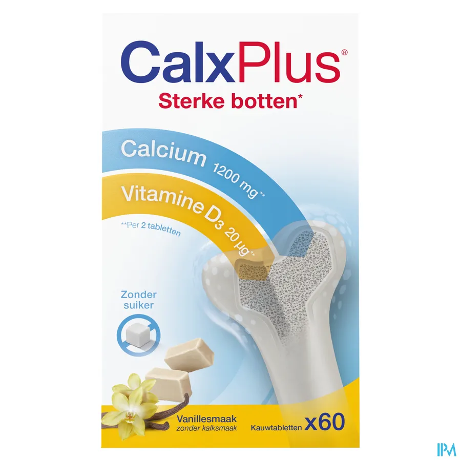 packshot van Calx Plus Vanille 60 Kauwtabletten