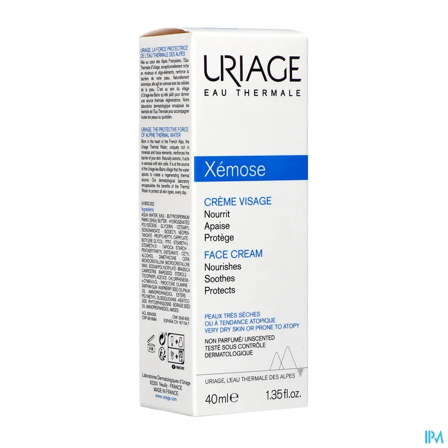 packshot van Uriage Xémose Voedende Gezichtscrème 40 ml