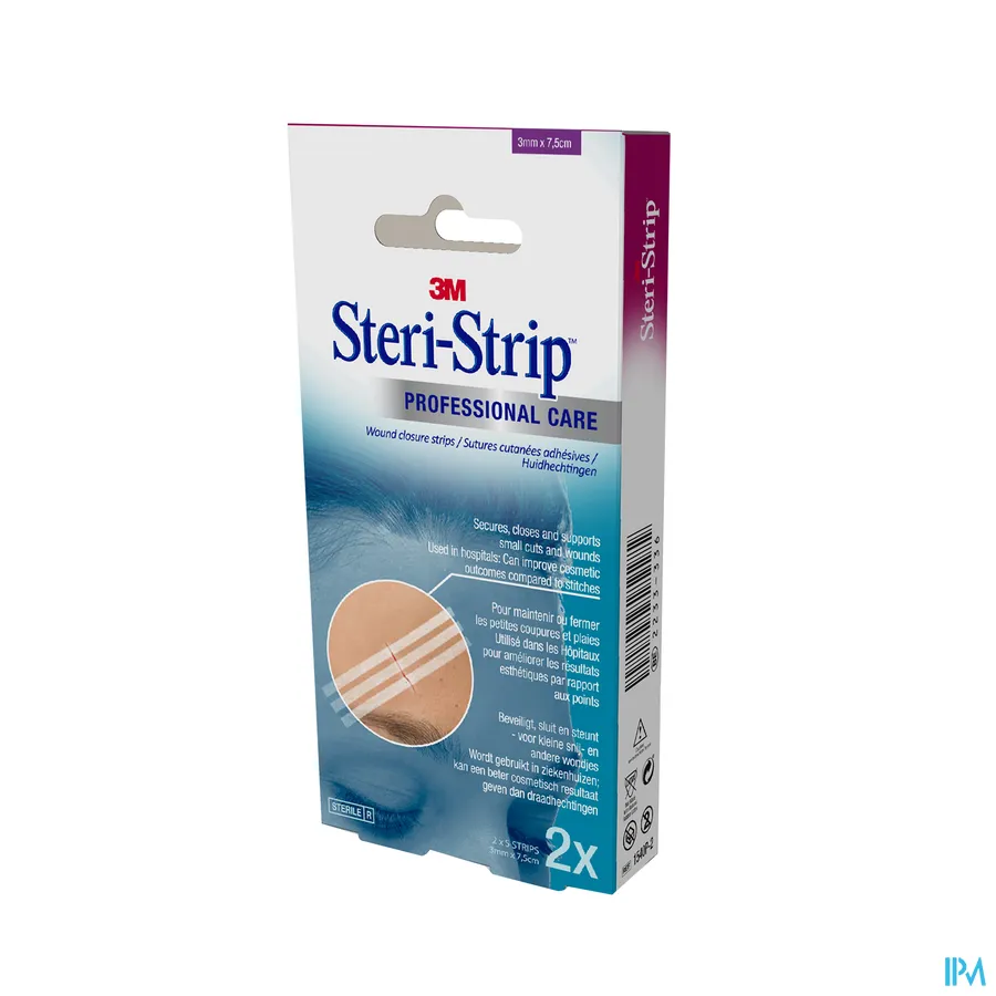 packshot van Steri-Strip Huidhechtstrips voor Kleine Wonden 2 Vellen van 5 x 3 mm x 75 mm
