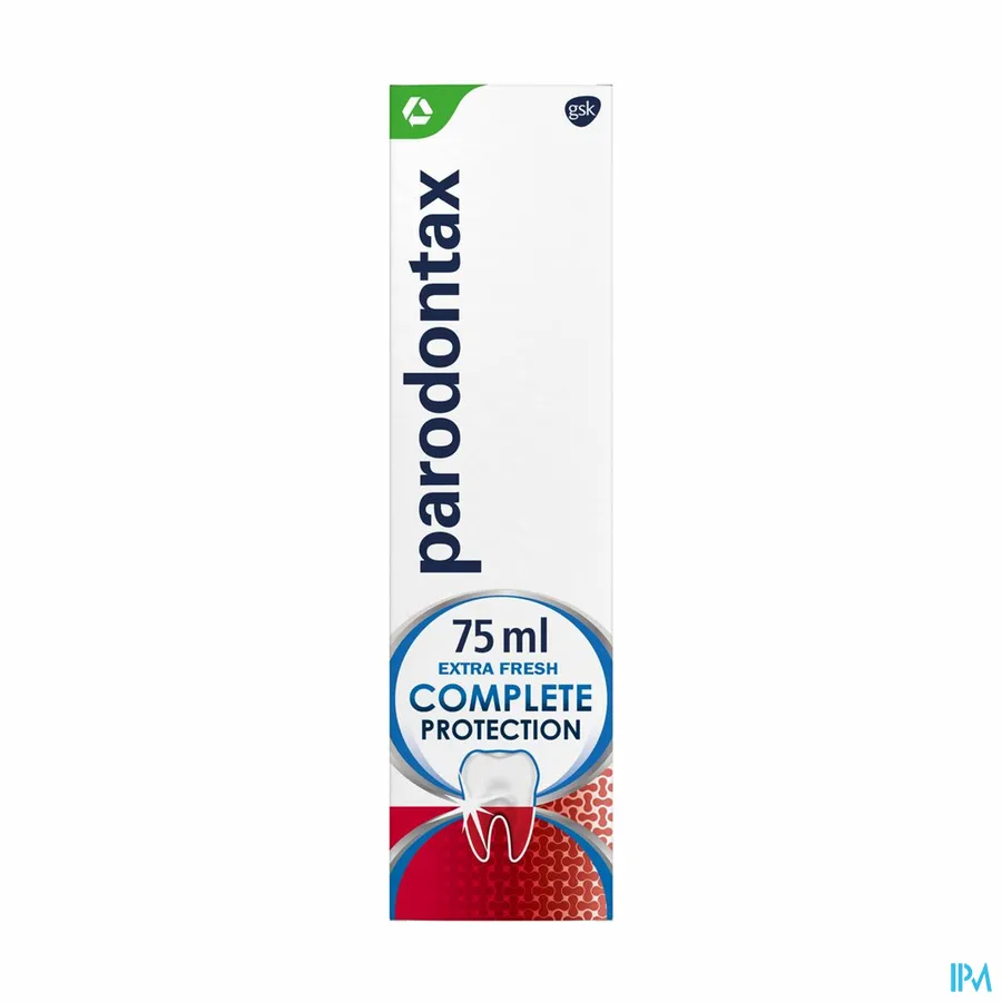 packshot van Parodontax Complete Protection -Extra Fresh- met 8 Voordelen voor Gezond Tandvlees en Sterke Tanden Tube 75 ml
