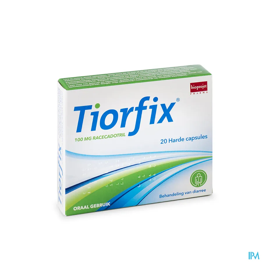 packshot van Tiorfix voor Behandeling van Diarree bij Volwassenen 20 Capsules