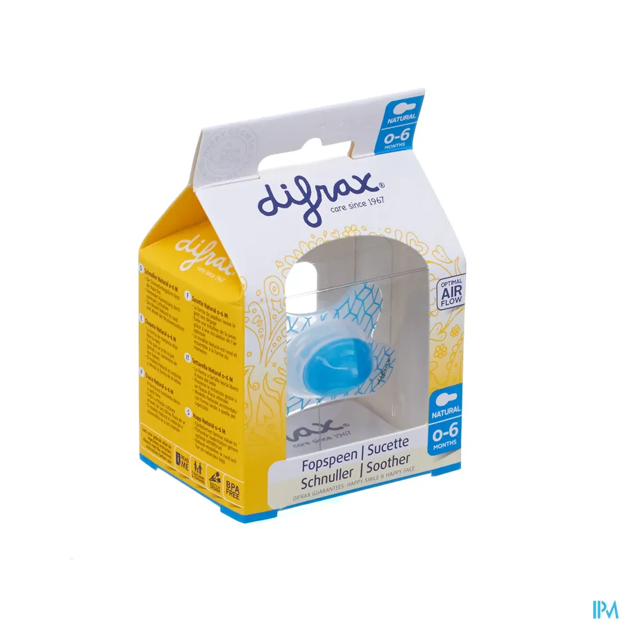 packshot van Difrax Fopspeen Natural 0-6m