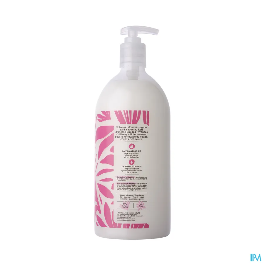 packshot van Cosm'ethik Douchegel Bio Ezelinnenmelk Pompfles 1l