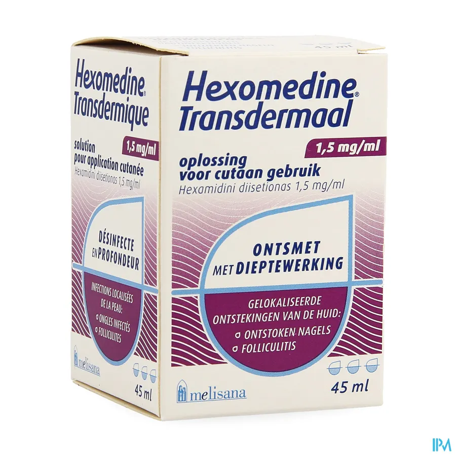 packshot van Hexomedine Transcutané 45ml oplossing