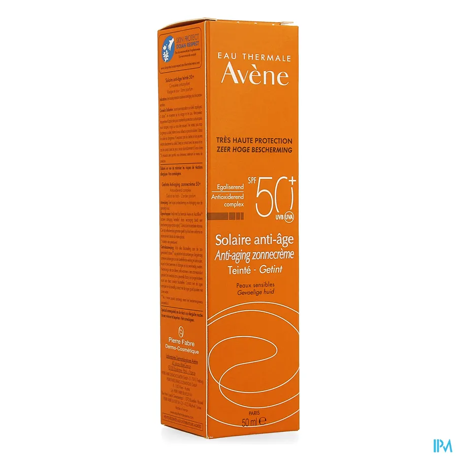packshot van Avène Anti-Aging Getinte Zonnecrème SPF 50+ 50 ml