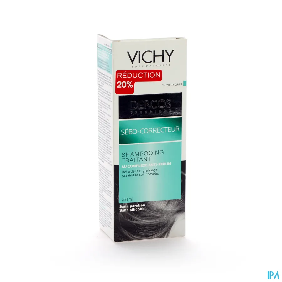 packshot van Vichy Dercos Sebum Regulerende Verzorgingsshampoo voor Vet Haar voor Frequent Gebruik 200 ml